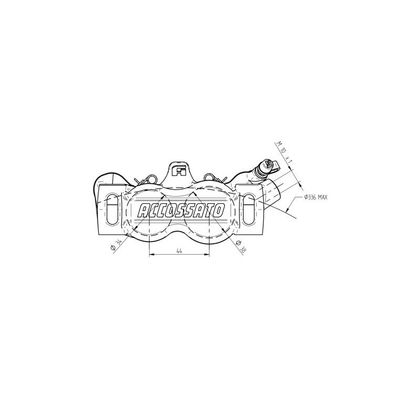Accossato CNC 100mm straight monobloc radial titanium piston Universal Brake calipers - Black