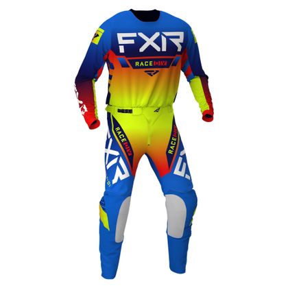Camiseta de motocross FXR HELIUM  BLUE/HI VIS/RED 2021 - Azul / Amarillo