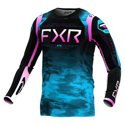Camiseta de motocross FXR HELIUM 24 2024 - Negro / Azul Ref : FXR0440 
