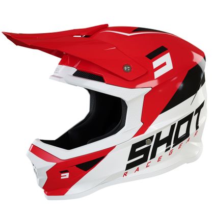 Casque cross Shot FURIOUS CHASE - RED WHITE GLOSSY 2022 - Rouge / Blanc Ref : SO2181 