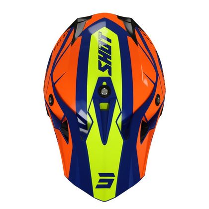 Casco de motocross Shot PULSE REVENGE - NAVY ORANGE NEON YELLOW GLOSSY 2022 - Azul / Naranja