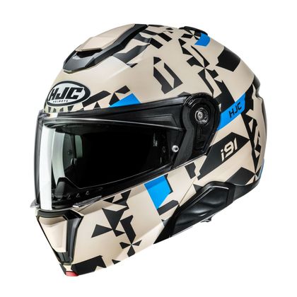 Casque modulable HJC i91 - ENZI MAT - Beige / Bleu Ref : HJ1603 