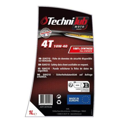 Aceite de motor Technilub 4T 10W-40 1L PIPETTE universal