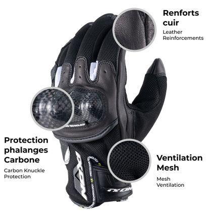 Ixon RS RISE LUCHT Handschoenen - Zwart / Wit