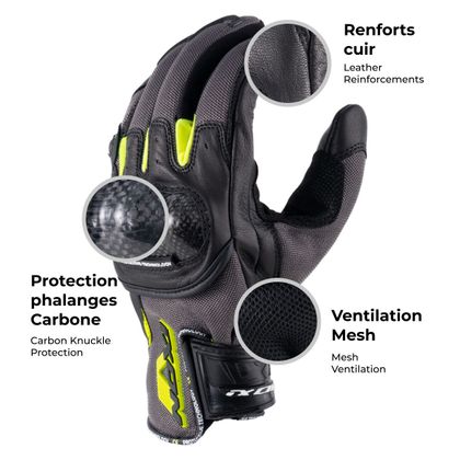 Ixon RS RISE AIR Gloves - Grey / Yellow