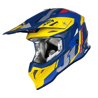 Casco de motocross JUST1 J39 REACTOR YELLOW / BLUE MATT 2021