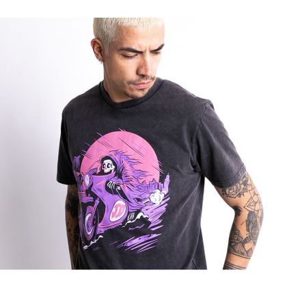 T-Shirt manches courtes John Doe PALM - Noir / Rose