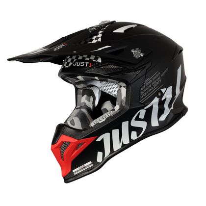 Casco de motocross JUST1 J39 ROCK BLACK/WHITE/RED 2022 Ref : JS0157 
