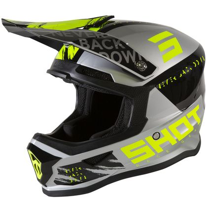 Casque cross Shot FURIOUS DRAW ENFANT - GREY NEON YELLOW GLOSSY Ref : SO1954 