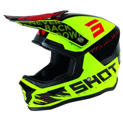 Casque cross Shot FURIOUS DRAW KID - NEON YELLOW BLACK RED GLOSSY Ref : SO1955 