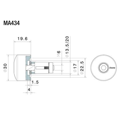 Embouts de guidon Rizoma adaptateur rétroviseur MA434 - Noir