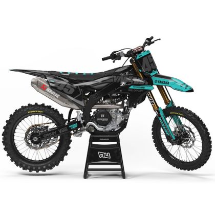 Kit déco RiderUnik ZEBRA TEAL - Noir / Bleu Ref : RU2966 / YA-ZEBRA T-26 YAMAHA 450 YZ 450 F (CJ15) - 2010 - 2013
