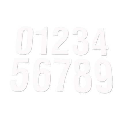 Adesivi Moto Chaft numero di gara 0 (set di 3 -14 x 7 cm) Bianco universale - Bianco