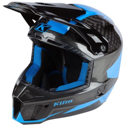 Casco de motocross KLIM F3 CARBON RIPPER ELECTRIC BLUE LEMONADE 2022 - Negro / Azul Ref : KLI0233 