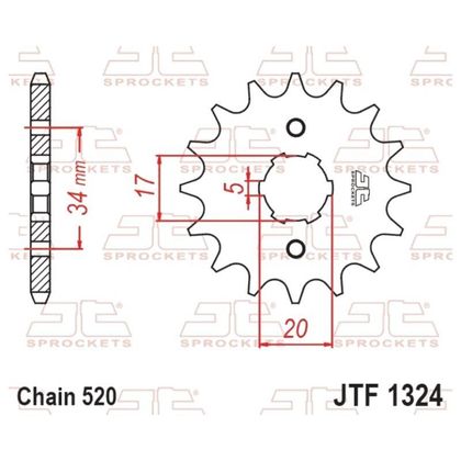 Pignon de sortie de boite JT. acier standard 1324 - 520 12 dents