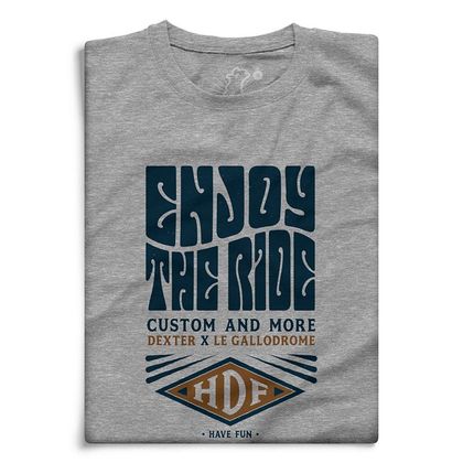 T-Shirt manches courtes Le Gallodrome ENJOY THE RIDE CUSTOM AND MORE - Gris Ref : LGL0002 