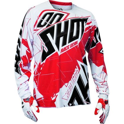 Maillot cross Shot CONTACT LIVE BLANC ROUGE 