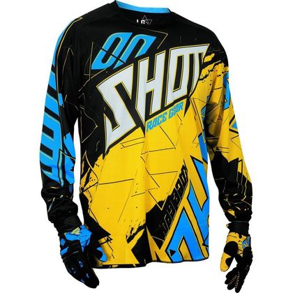Maillot cross Shot CONTACT LIVE NOIR JAUNE BLEU 