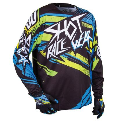 Camiseta de motocross Shot CONTACT RAID ML  BLUE GREEN 2015