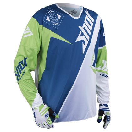 Camiseta de motocross Shot FLEXOR MAROON ML  BLUE GREEN 2015