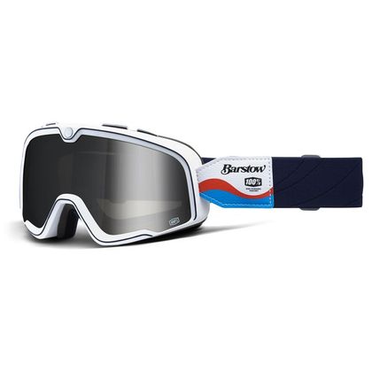 Gafas para moto 100% BARSTOW - LUCIEN - PANTALLA IRIDIUM SILVER - Blanco / Azul Ref : CE1255 / 50000-00014 