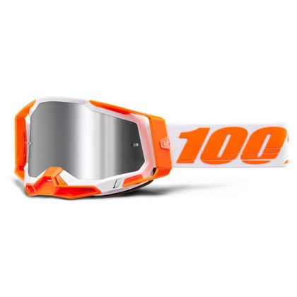 Maschera da cross 100% RACECRAFT 2 - ORANGE - IRIDIUM SILVER FLASH 2023 - Arancione / Bianco