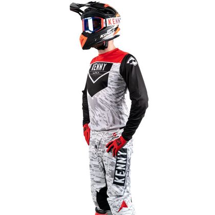 Camiseta de motocross Kenny REPLICA HONDA MOTOBLOUZ SR PERFORMANCE STONE RED 2024 - Blanco / Negro