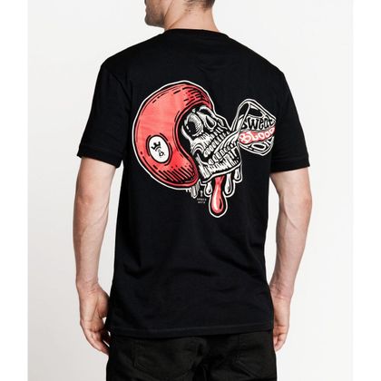T-Shirt manches courtes Pando Moto MIKE RED SKULL - Noir