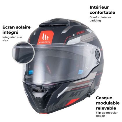 MT HELMETS ATOM 2 SV - BAST Modularhelm - Schwarz / Grau
