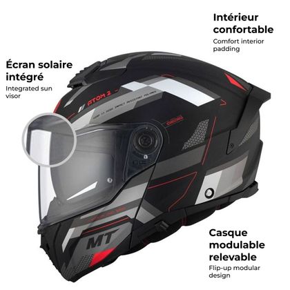 Casque modulable MT HELMETS ATOM 2 SV - BAST - Noir / Gris