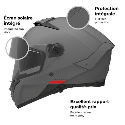 Casque intégral MT HELMETS THUNDER 4 SV - SOLID A12 - Gris