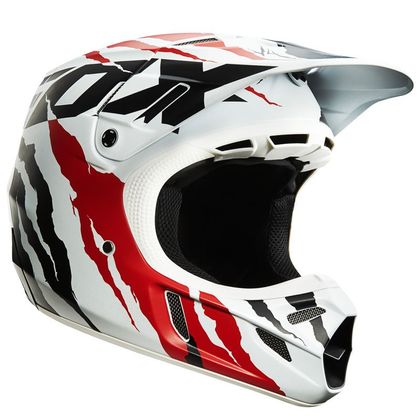 Casque cross Fox V4 FORZAKEN RED/WHITE  Ref : FD0050 / 07118-054-L 