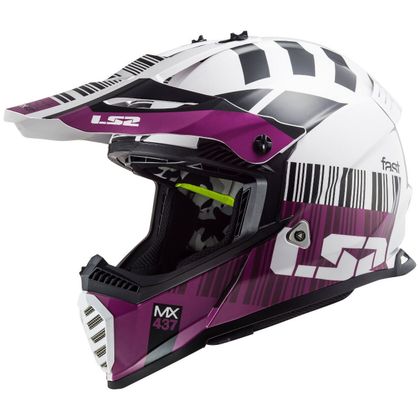 Casco de motocross LS2 MX437 - FAST EVO - XCODE - WHITE VIOLET 2023 Ref : LS0649 