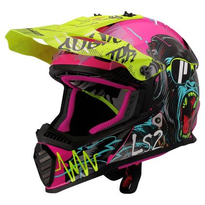Capacete de motocross LS2 MX437 FAST II MINI GORILLA CRIANÇA - Violeta / Preto Ref.: LS1428 