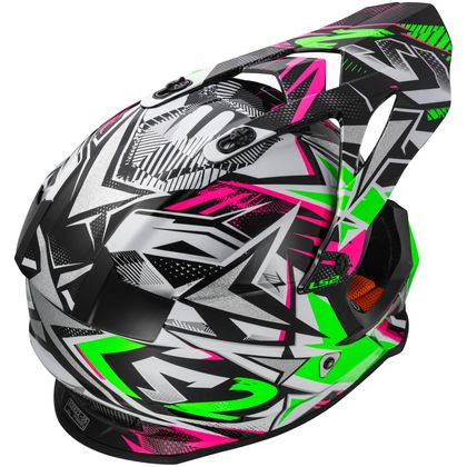 Casque cross LS2 MX437 - FAST  STRONG WHITE GREEN PINK 2018