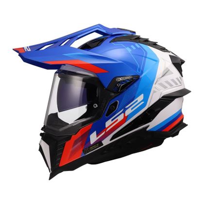 Casque intégral LS2 MX701 EXPLORER HEXA - Blanc / Rouge