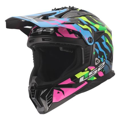 LS2 MX708 FAST II GROTESK 2026 Cross-Helm - Blau / Pinke Ref : LS1301 