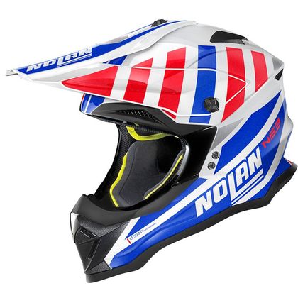 Casco de motocross Nolan N53 - CLIFFJUMPER - METAL WHITE BLUE RED 2022 Ref : NL1306 