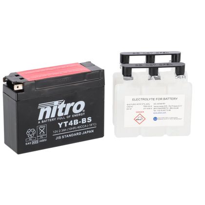 Batteria Nitro YT4B-BS AGM chiusa Tipo acido Senza manutenzione Ref : YT4B-BS -N- / NT4B-BS 