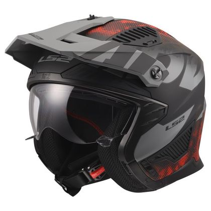 Casque jet LS2 OF606 DRIFTER - GAS - Gris / Rouge