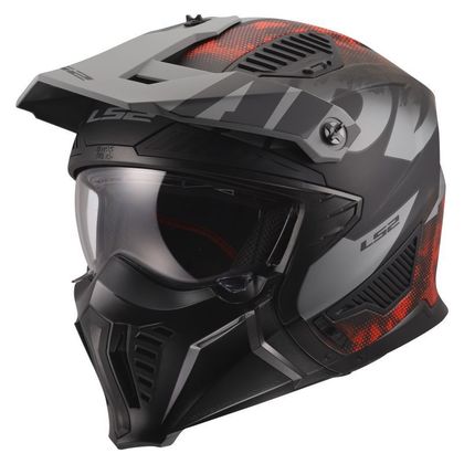 Casque jet LS2 OF606 DRIFTER - GAS - Gris / Rouge Ref : LS1285 