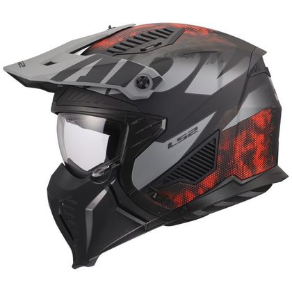 Casque jet LS2 OF606 DRIFTER - GAS - Gris / Rouge