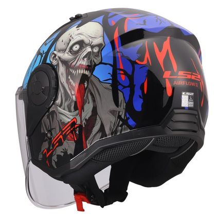 LS2 OF616 - AIRFLOW II - ZOMBIE II Jet-Helm - Schwarz / Rot