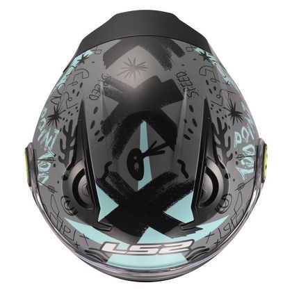 Casque jet LS2 OF622 FUNNY II - SCRIBBLE - Gris / Bleu