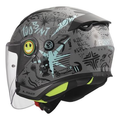 Casque jet LS2 OF622 FUNNY II - SCRIBBLE - Gris / Bleu