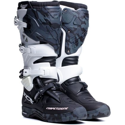 Botas de motocross TCX Boots COMP EVO 2 - MICHELIN - BLACK WHITE GREY 2023 - Negro / Gris Ref : OX0353 