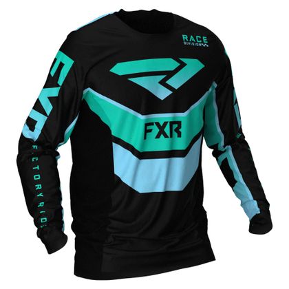 Camiseta de motocross FXR PODIUM BLACK/MINT/SKY BLUE 2021 - Negro / Azul Ref : FXR0023 