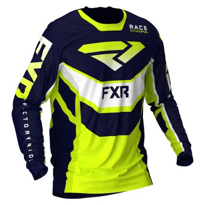 Camiseta de motocross FXR PODIUM NAVY/HI VIS/WHITE 2021 - Azul / Amarillo Ref : FXR0025 