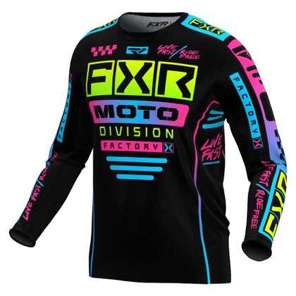 Camiseta de motocross FXR YOUTH PODIUM 24 - Negro / Multicolor Ref : FXR0472 