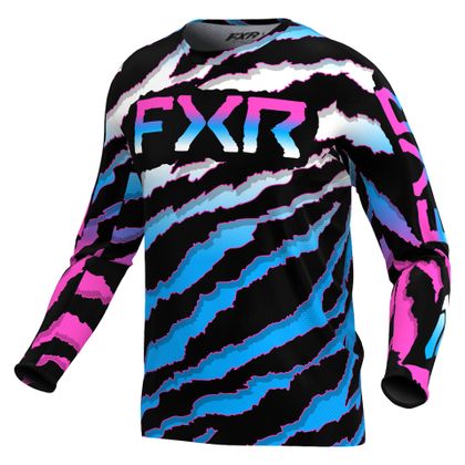 Camiseta de motocross FXR YOUTH PODIUM 24 - Negro / Azul Ref : FXR0471 